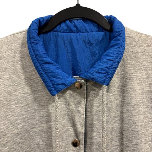 90s Vintage grannycore reversible sweatshirt jacket, gray and blue, Size XL - Picture 2 of 16